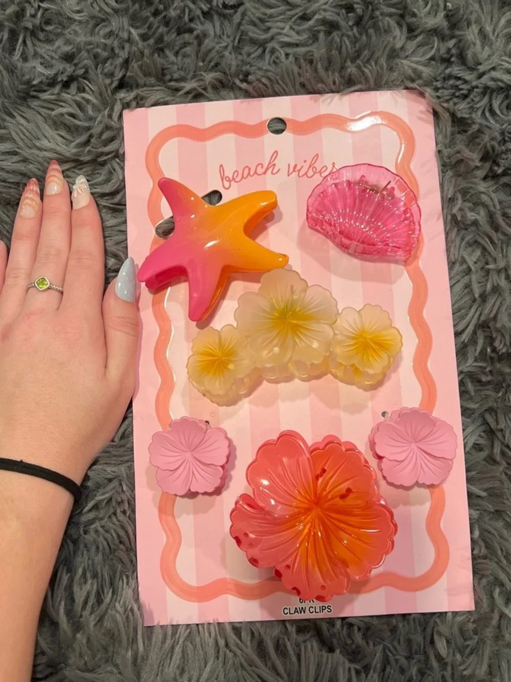 Beach Vibes Kids Hair Claw Clips - Pink, Yellow & Orange
